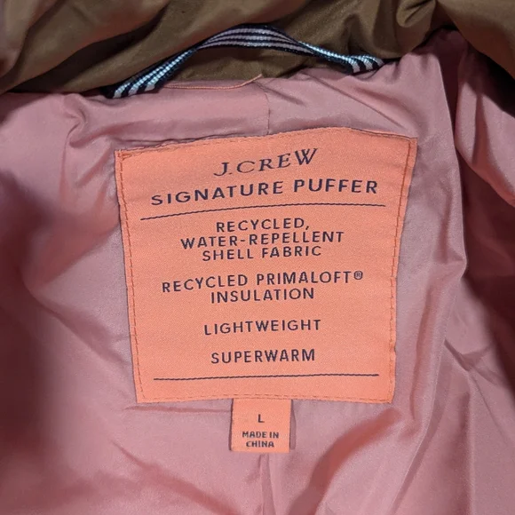 J Crew Large Quilted Cocoon Puffer Coat Primaloft Dark Nutmeg Brown AQ470 - Picture 11 of 16